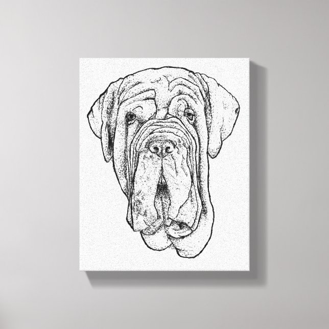 Hand-Drawn Mastiff Portrait Canvas Art Leinwanddruck (Vorderseite)