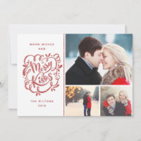 Hand Drawn Merry Kisses Roter Glitzer Holiday 3 Fo