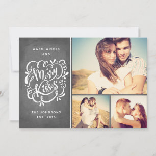 Hand Drawn Merry Kisses Typografie Weihnachtsfest  Feiertagskarte