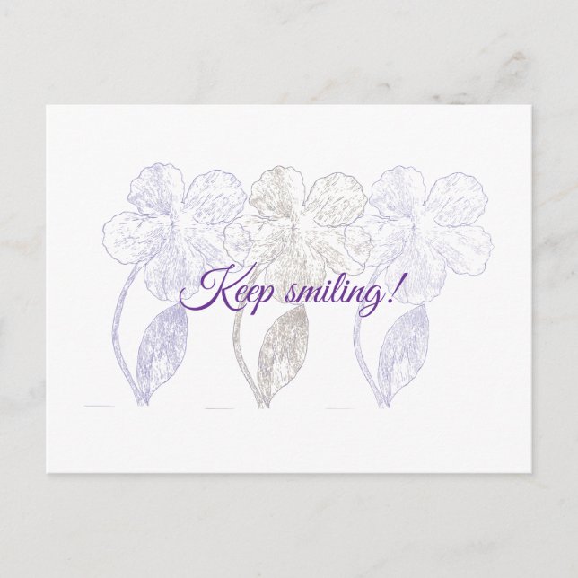 Hand-Drawn Minimalist Flowers Postcard Postkarte (Vorderseite)