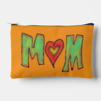 Hand Drawn MOM Brown Yellow Two Sided Zubehörtasche