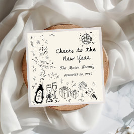 Hand Drawn New Year's Eve Party Napkins  Serviette