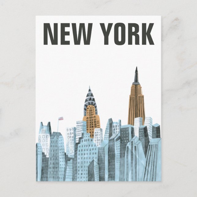 Hand Drawn New York City, NY Postkarte (Vorderseite)