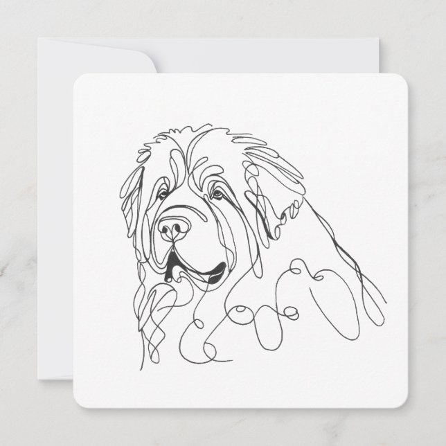 Hand Drawn Newfoundland Minimalist Line Art Einladung (Vorderseite)