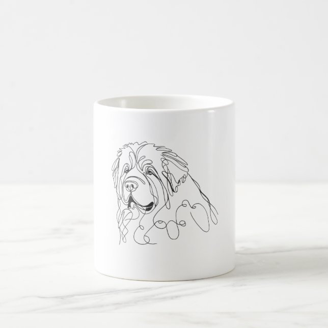 Hand Drawn Newfoundland Minimalist Line Art Kaffeetasse (Mittel)