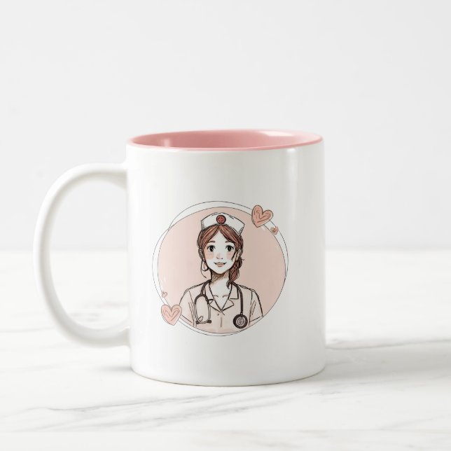 Hand Drawn Nurse Mug Personalized Gift Zweifarbige Tasse (Links)