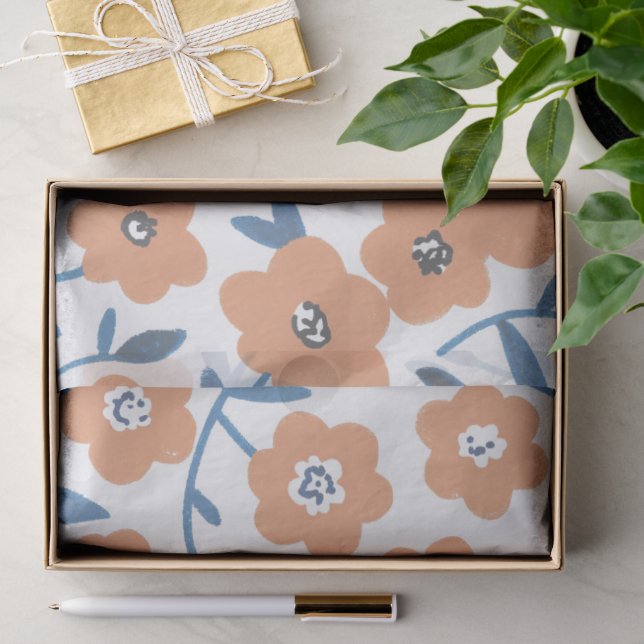 Hand-drawn Orange Wildflowers Seidenpapier (Geschenk)
