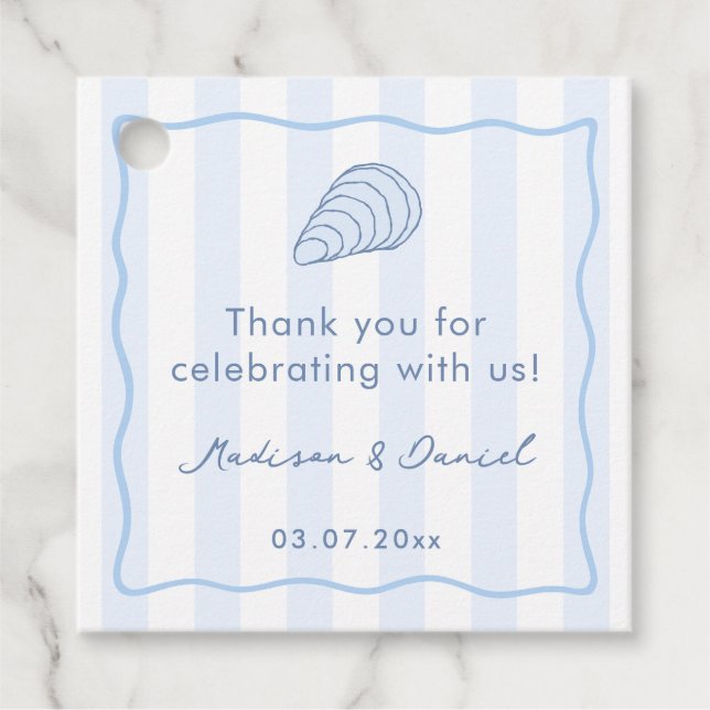 Hand Drawn Oyster Roast Couples Bridal Shower Geschenkanhänger (Vorderseite)