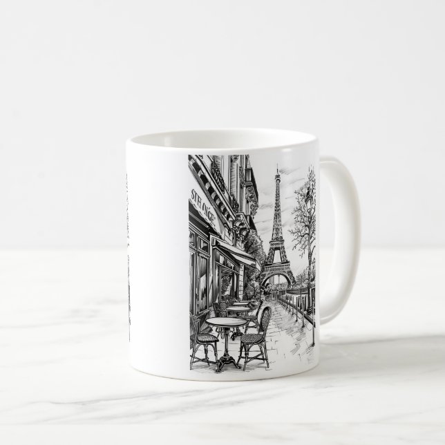 Hand Drawn Paris Szenen Kaffeetasse (VorderseiteRechts)