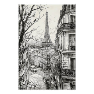 Hand Drawn Paris Szenen Poster
