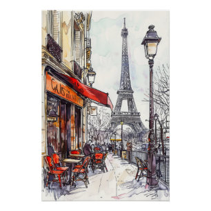 Hand Drawn Paris Szenen Poster