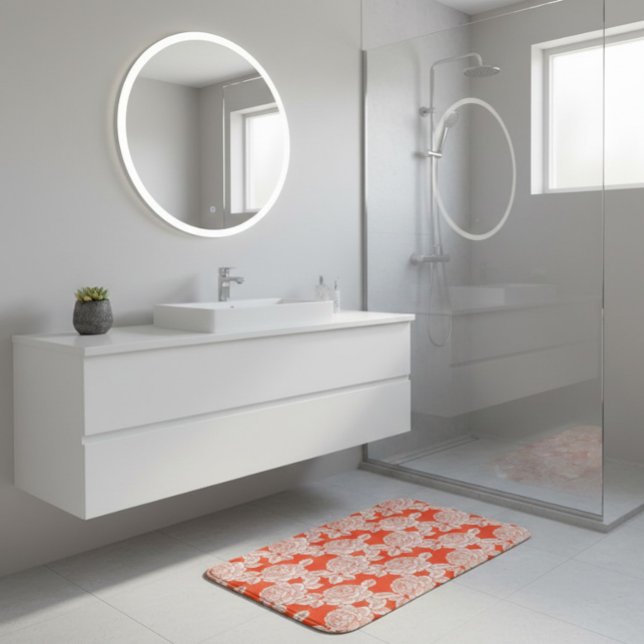 Hand Drawn Peony Floral  Badematte (Von Creator hochgeladen)