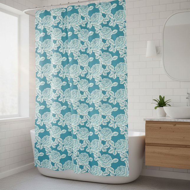 Hand Drawn Peony Floral  Duschvorhang (Von Creator hochgeladen)