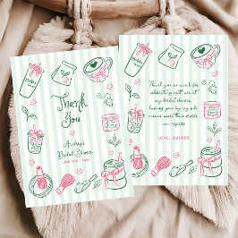 Hand Drawn Perfect Matcha Green Bridal Shower Dankeskarte
