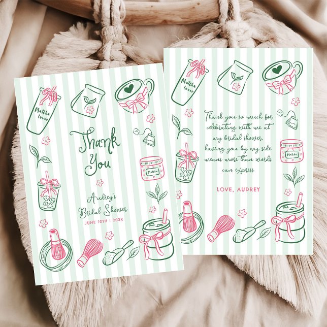 Hand Drawn Perfect Matcha Green Bridal Shower Dankeskarte (Von Creator hochgeladen)