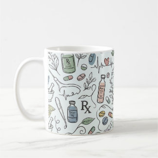 Hand-Drawn Pharmacy Doodle Mug | Modern Wellness P Kaffeetasse
