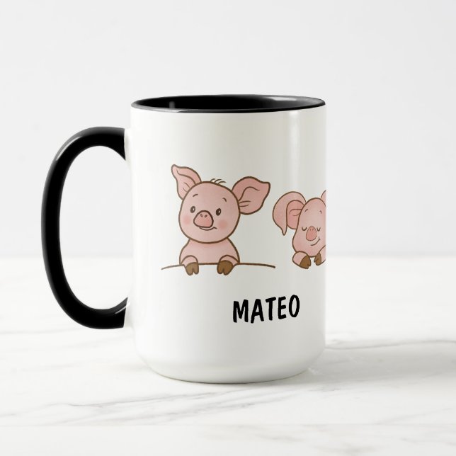 Hand Drawn Pig Custom Cute Tasse (Links)
