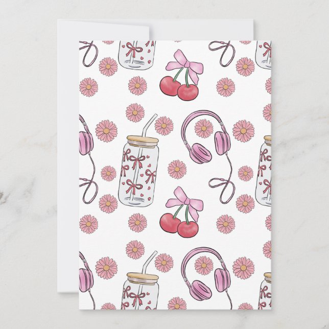 Hand-drawn Pink Girly Elements Seamless Pattern Einladung (Vorderseite)