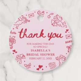 Hand Drawn Pink Red Hearts Valentine Bridal Shower Geschenkanhänger