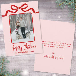 Hand Drawn Pink Red Whimsical Christmas Feiertagskarte