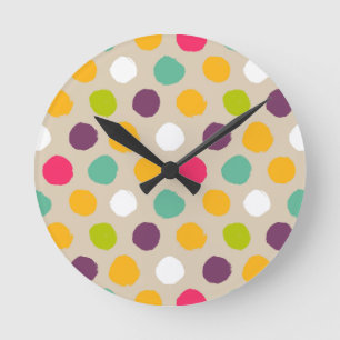 Hand-drawn polka dot pattern runde wanduhr