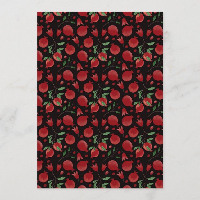Hand-drawn Pomegranate Fruits Seamless Pattern Einladung (Vorderseite)