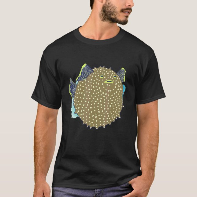 Hand Drawn Puffer Fish Deep Ocean Creatures and Ri T-Shirt (Vorderseite)