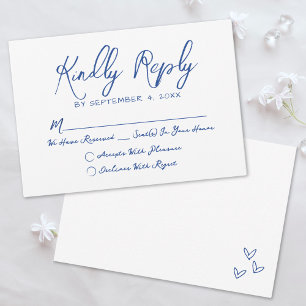 Hand Drawn Quirky Blue Whimsical Wedding RSVP Karte