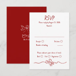 Hand Drawn Quirky Funky Wedding RSVP Card Karte