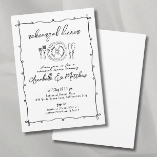 Hand Drawn Quirky Hochzeit Probe Dinner Einladung