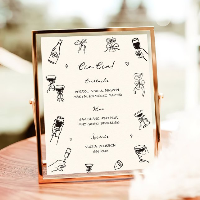 Hand Drawn Quirky Wedding Cin Cin Bar Poster (Von Creator hochgeladen)