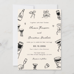 Hand Drawn Quirky Wedding Einladung