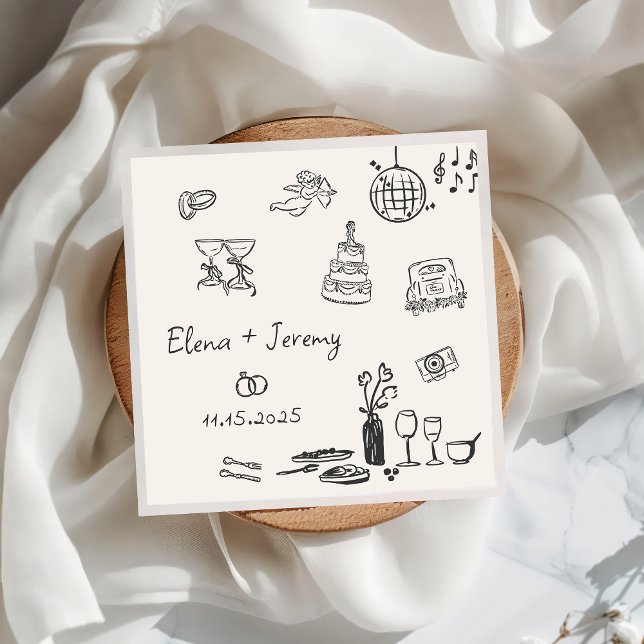 Hand Drawn Quirky Wedding Napkins Serviette (Von Creator hochgeladen)
