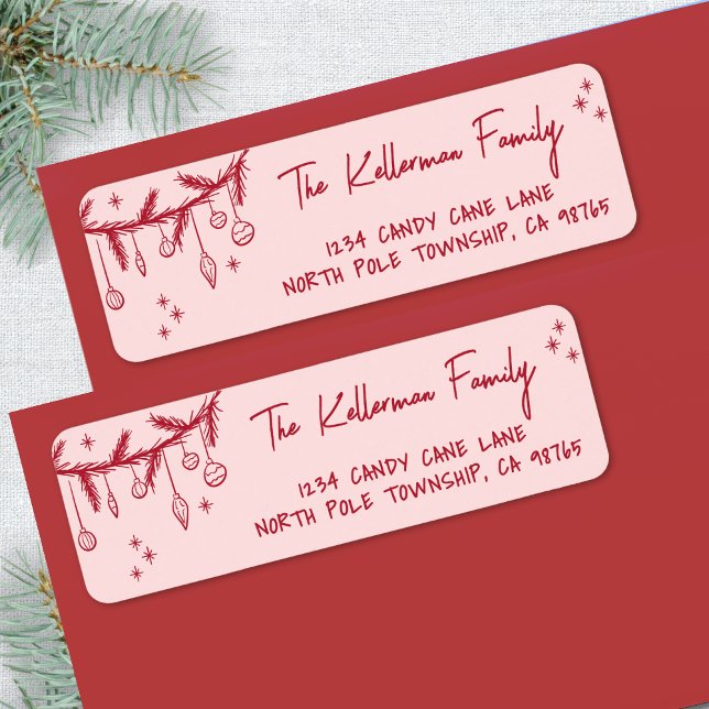 Hand Drawn Quirky Weihnachts-Rücksendeadresse (Hand Drawn Quirky Christmas Return Address label)