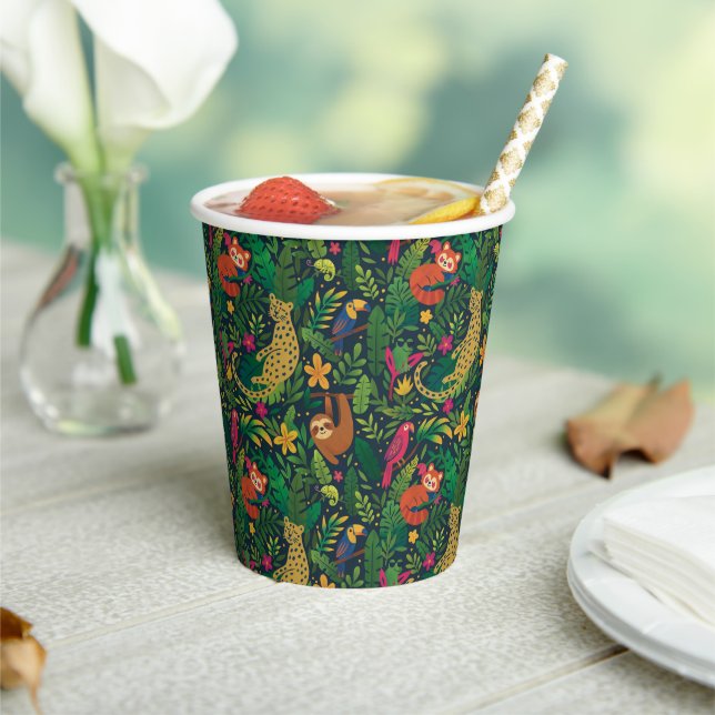 Hand Drawn Rainforest Animals Paper Cups Pappbecher (In Situ)