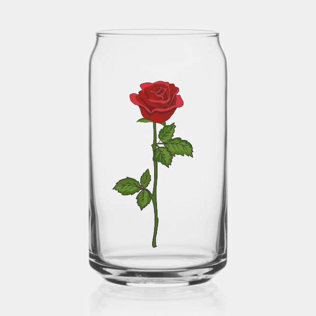 Hand-Drawn Red Rose Can Glass Dosenglas (Vorderseite)