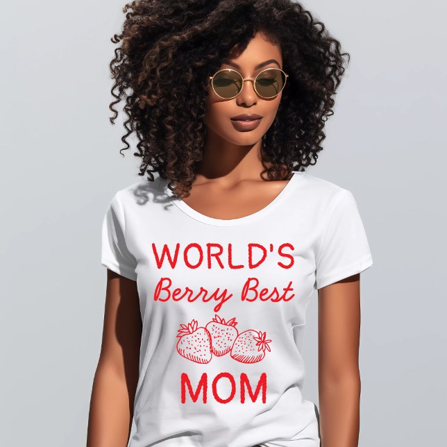 Hand Drawn Red Strawberry Best Mom Mother's Day T-Shirt (Von Creator hochgeladen)