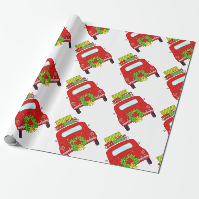 Hand drawn retro Christmas Geschenkpapier (Ungerollt)