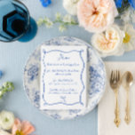 Hand Drawn Ribbon & Bow Französisch Blue Wedding Menükarte<br><div class="desc">Handgezeichnete Ribbon & Bow Französisch Blue Wedding Menü mit handgeschriebenem Stil Schriftart.</div>