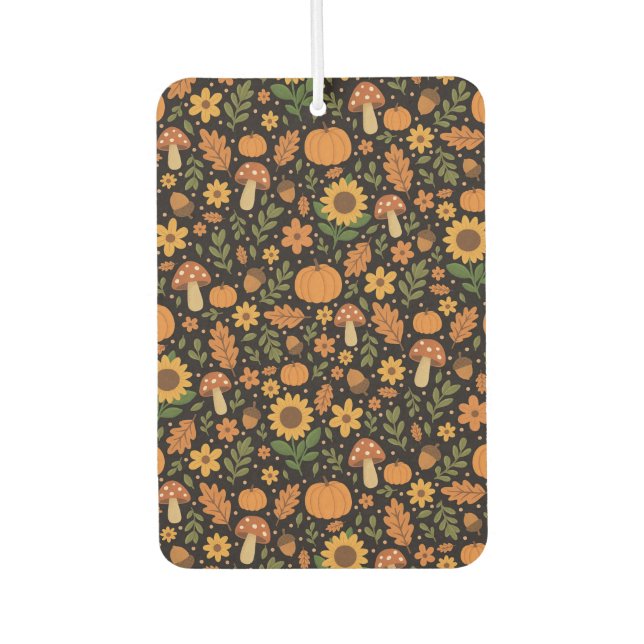 Hand Drawn Rustic Fall Pattern Air Freshener Autolufterfrischer (Vorderseite)