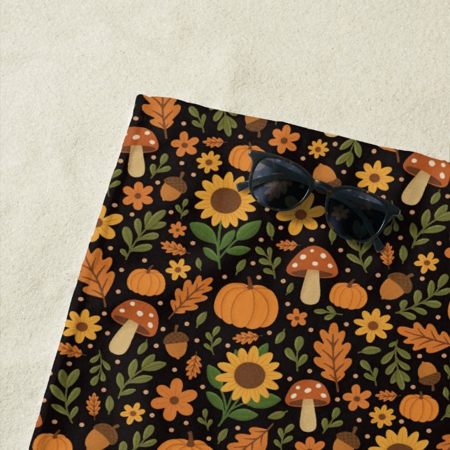 Hand Drawn Rustic Fall Pattern Beach Towel Strandtuch (Beispiel)