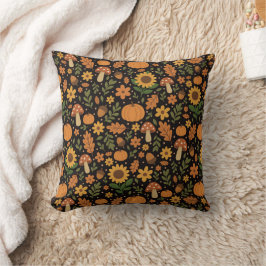 Hand Drawn Rustic Fall Pattern Throw Pillow Kissen
