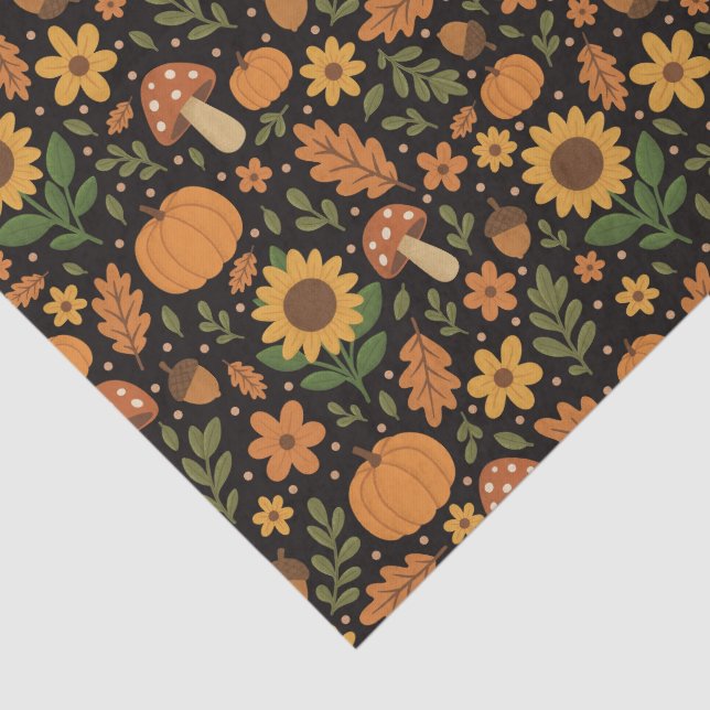 Hand Drawn Rustic Fall Pattern Tissue Paper Seidenpapier (Ausschnitt)