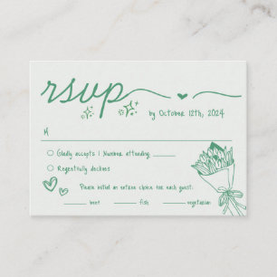 Hand Drawn Sage Scribble Quirky UAWG Wedding Begleitkarte