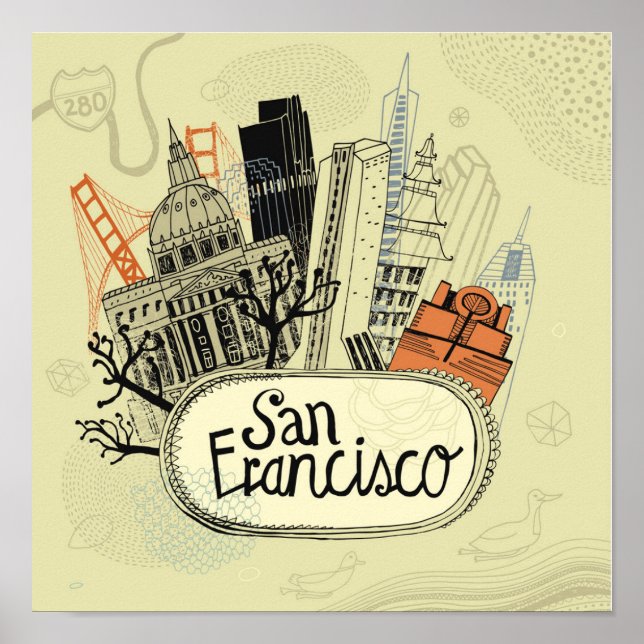 Hand Drawn San Francisco Poster (Vorne)