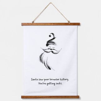 Hand-Drawn Santa Claus Quote Wandteppich Mit Holzrahmen
