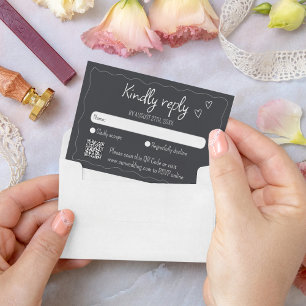 Hand Drawn Scribble Doodle Chalkboard Hochzeit RSVP Karte