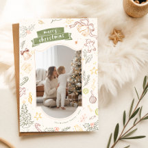 Hand Drawn Scribble Family Kid Photo Christmas