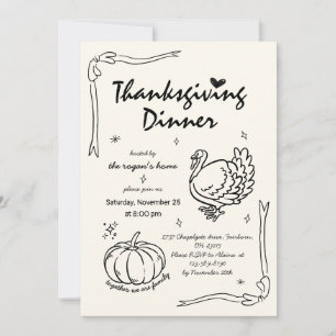 Hand Drawn Scribble Pumpkin Türkei Erntedank Einladung