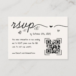 Hand Drawn Scribble Quirky QR Code UAWG Wedding Begleitkarte